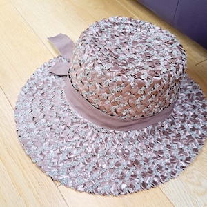 Vintage 1950s Valerie Modes Woven Straw Hat, netting, velvetribbon,satin flowers Vintage 1950s valerie modes - Gem main image 4