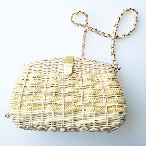 Vintage Mid Century Woven Handbag - image 1