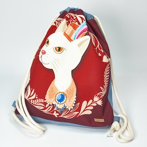 Gym bag &quot;Katzebande&quot; wine red, backpack, bag, pouch, gym bag, fabric bag, sports bag, pouch bag