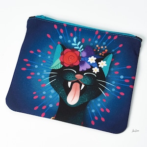 Sac cat gang « black kitty », petite trousse à maquillage, pochette pratique, organisateur de sac, étui, trousse à crayons, trousse de maquillage