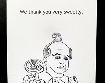 Gracias dulcemente. Tarjeta de felicitación impresa dibujada a mano