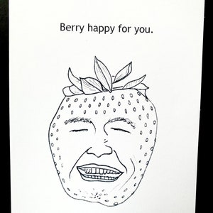Berry feliz por você. Cartão de felicitações impresso e desenhado à mão