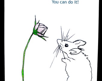 Puedes hacerlo. Tarjeta de felicitación impresa y dibujada a mano.