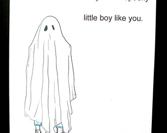 Un chico espeluznante como tú. Tarjeta de felicitación impresa y dibujada a mano