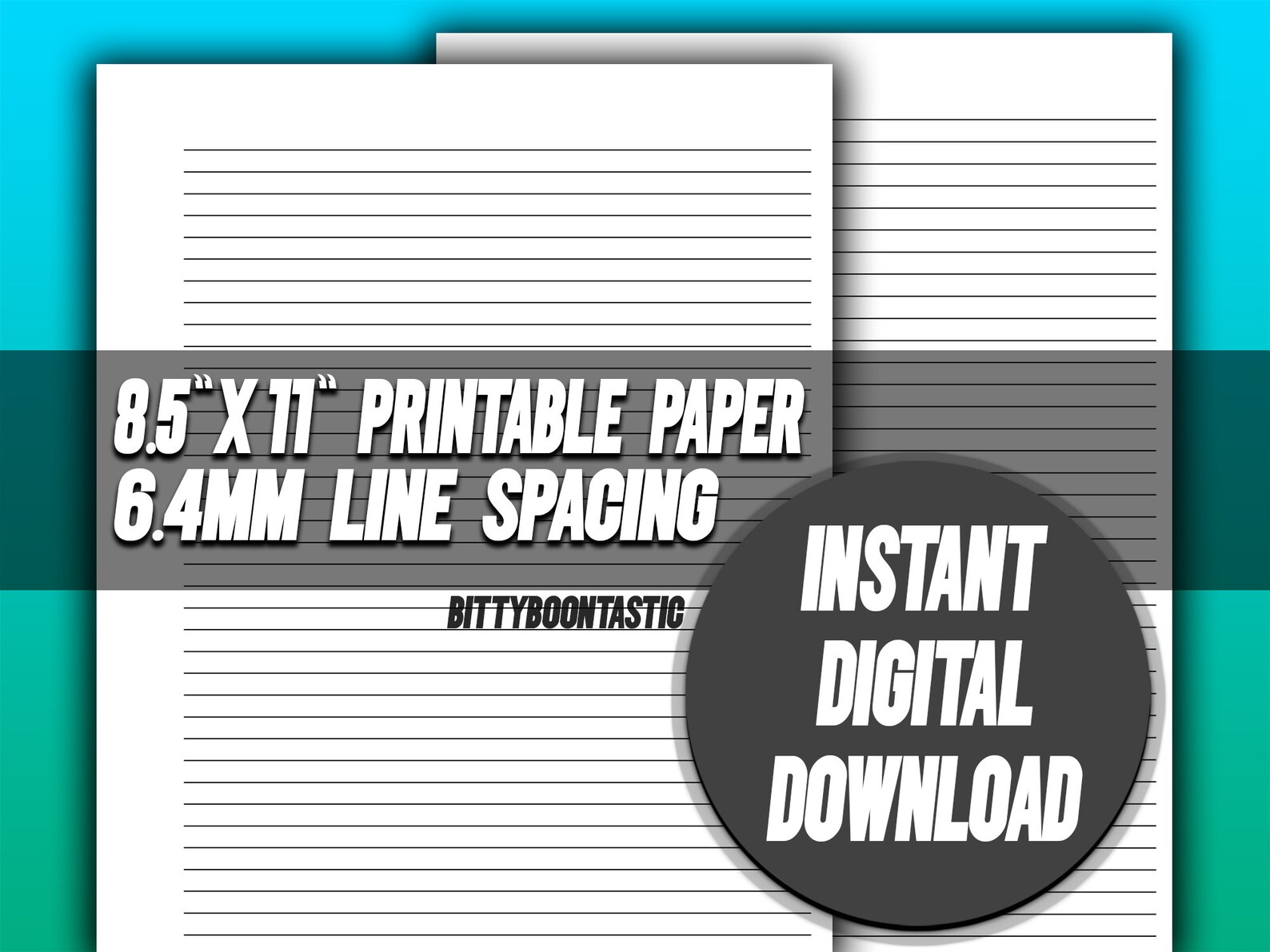 printable lined paper 85 x 11 64mm line etsy