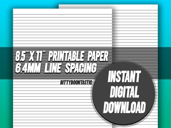 printable lined paper 85 x 11 64mm line etsy