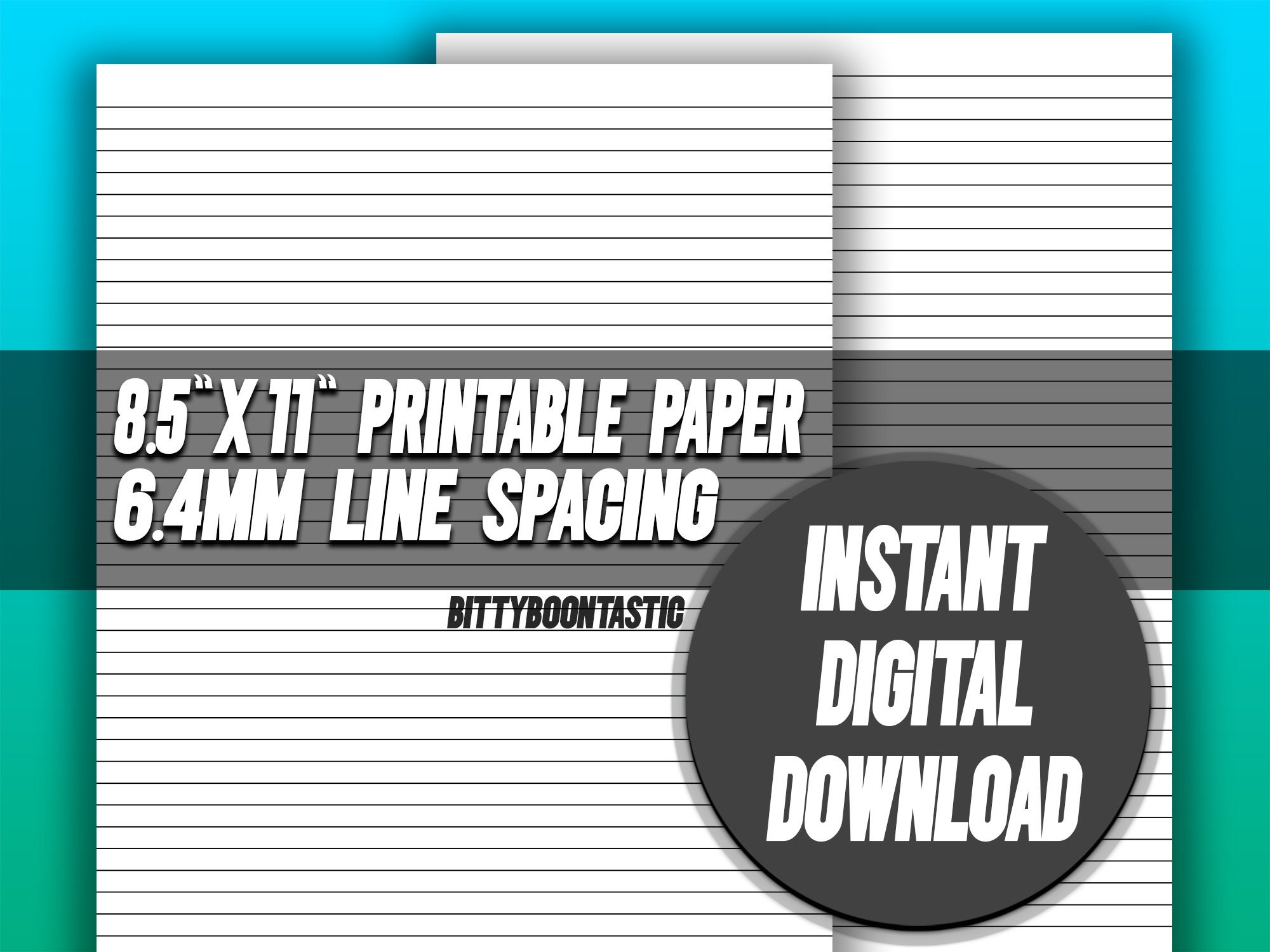 printable lined paper 85 x 11 64mm line etsy