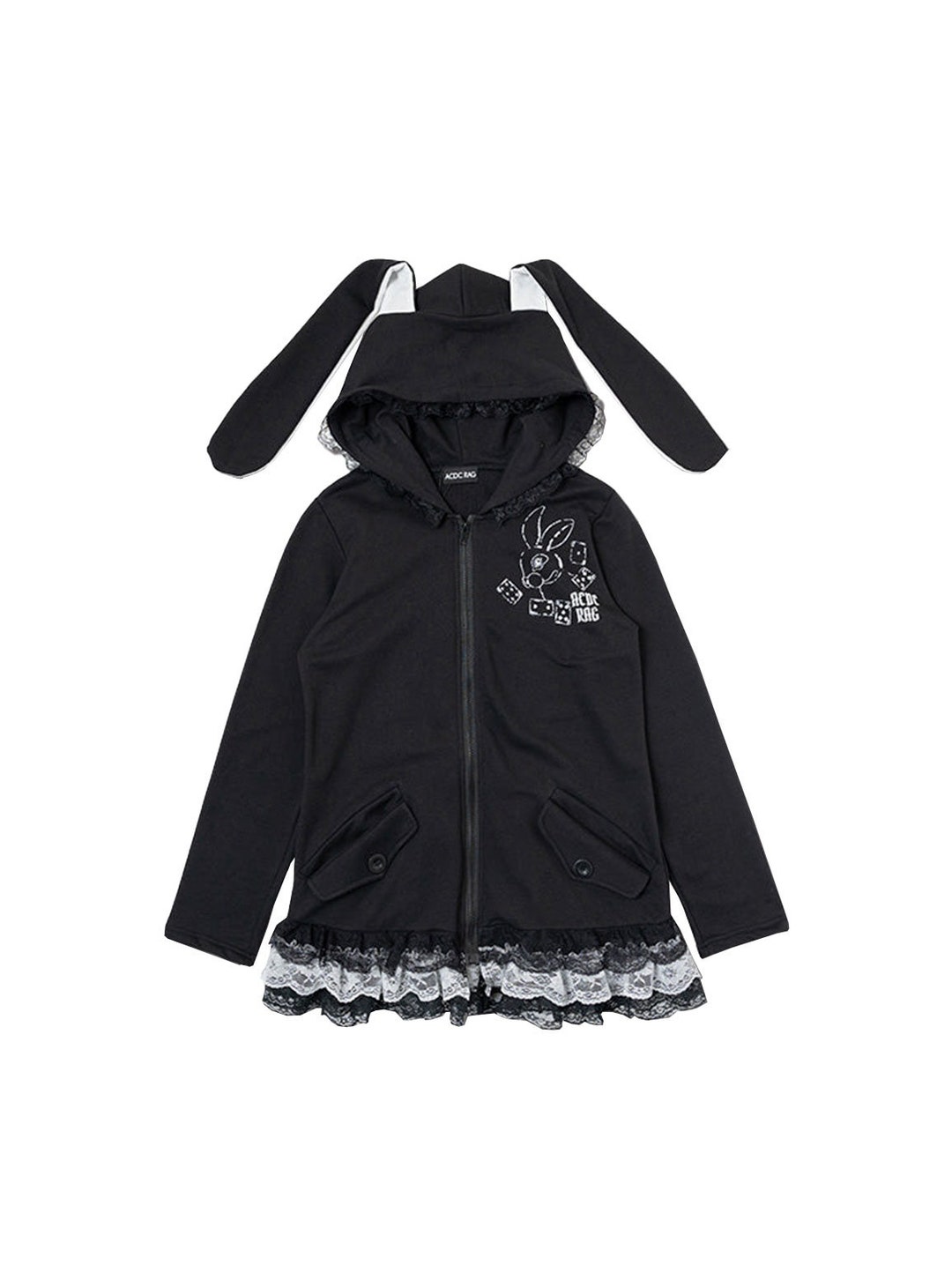 ACDC RAG Kawaii Lolita Style Hoodie With Ruffles and Rabbit Ears ...