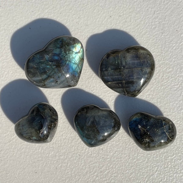 Labradorite Hearts, Labradorite, Stone of Transformation, Protection, Intuition, Psychic Protection, Inner Peace, Magic, Stress Relief,