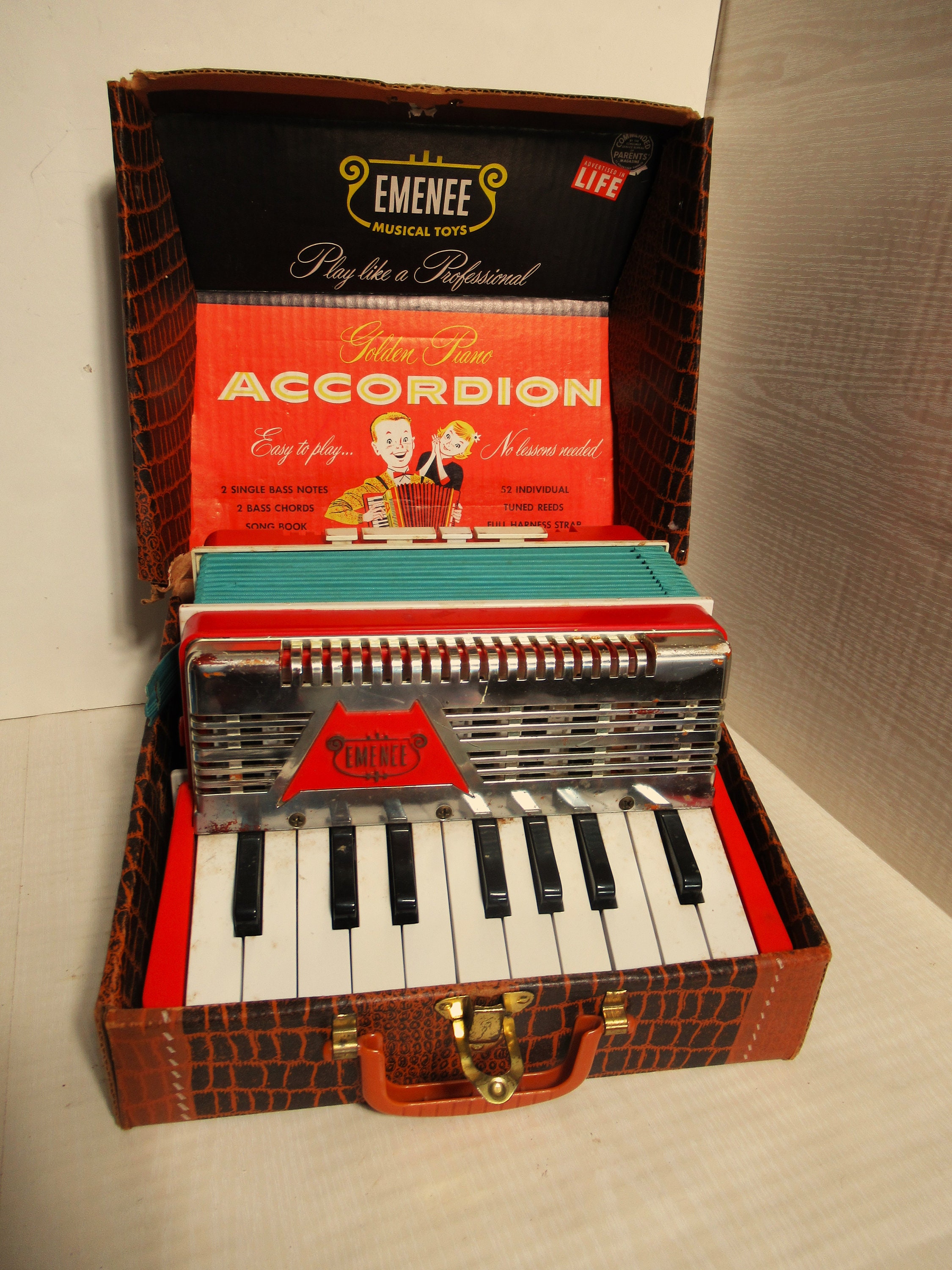Emenee Golden Piano Toy Accordion Kids Toy Musical Instrument No 405 Etsy