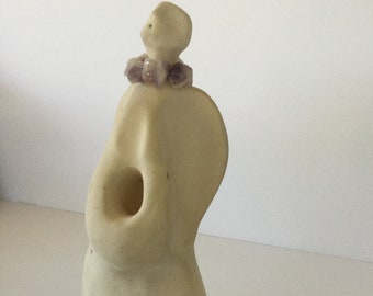 9” Tall Hand carved Contemporary White Statue Figure