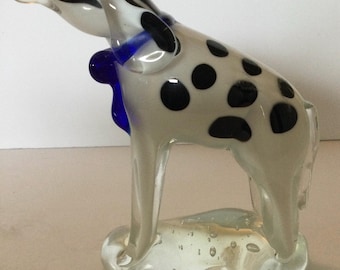 Murano 6 inch crystal dalmatian dog figurine.