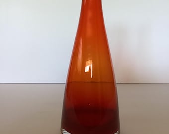 9” MCM Red Glass Bud Vase