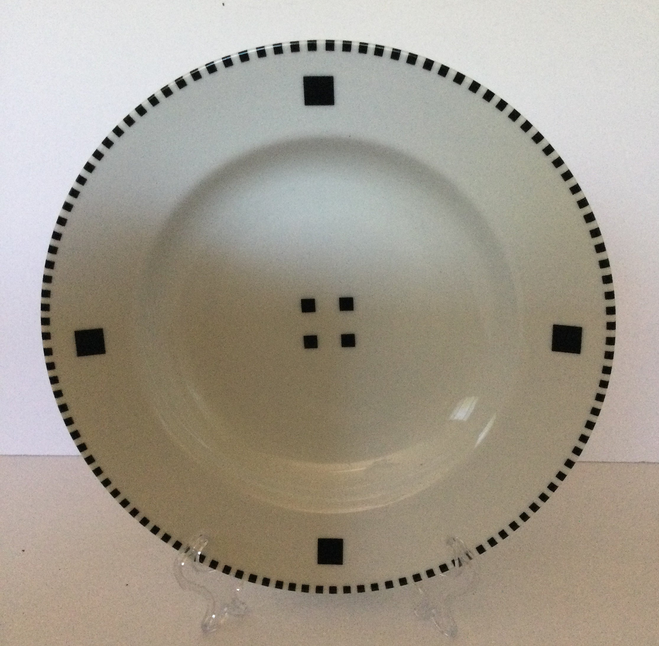 Rare Swid Powell Tuxedo Pattern Black and White Wide Rim Soup Bowl 
