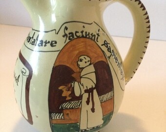 Vintage Hand-Painted Terracotta Pitcher