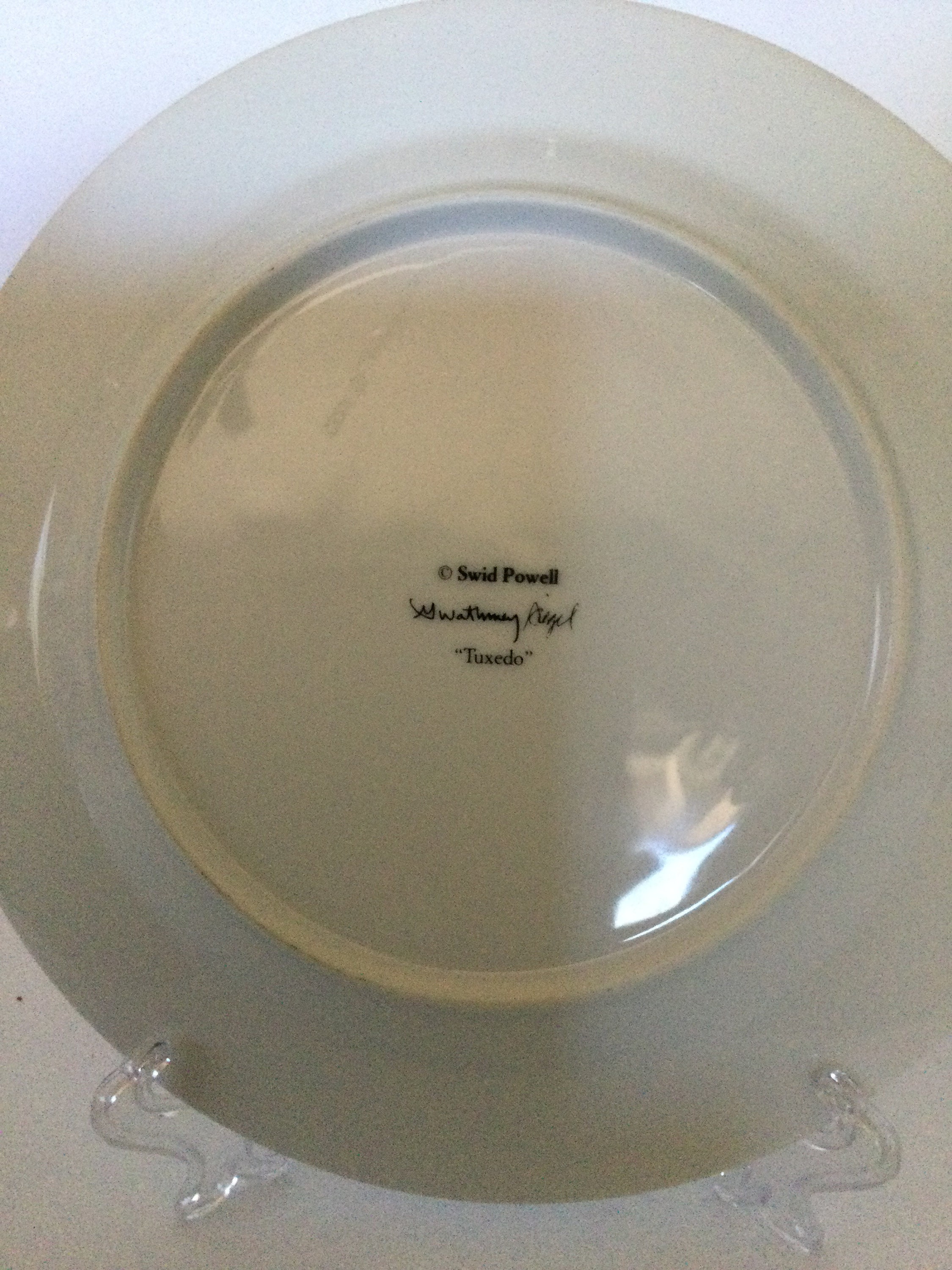 8 Swid Powell Tuxedo Pattern Black and White Luncheon Plates 8