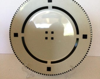 Very Rare 9 1/4” Swid Powell Tuxedo Pattern Black and White Luncheon Plate(s)