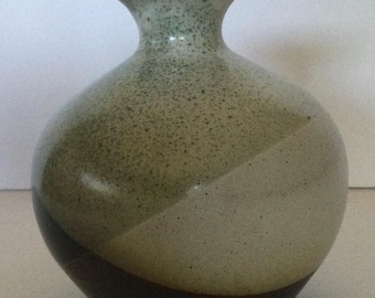 Studio Pottery Clay Gray,cream, blue, brown,bud vase