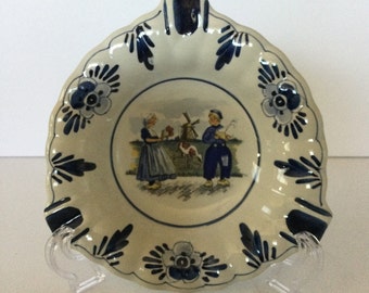 Vintage Blue Delft Hand Painted Decorative Plate