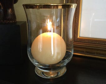 6” Glass with Gold Trim votive Holder