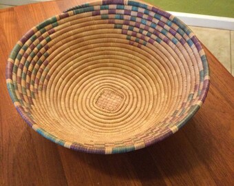Large Handmade Coil Basket Pristine Condition