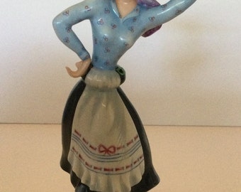 Vintage Vista Alegre Porcelain Figurine Douro Litoral Lady with Basket a holding Fish
