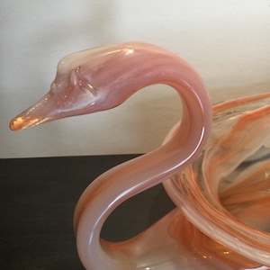 Vintage Sooner  Handblown Apricot Colored Glass Swan