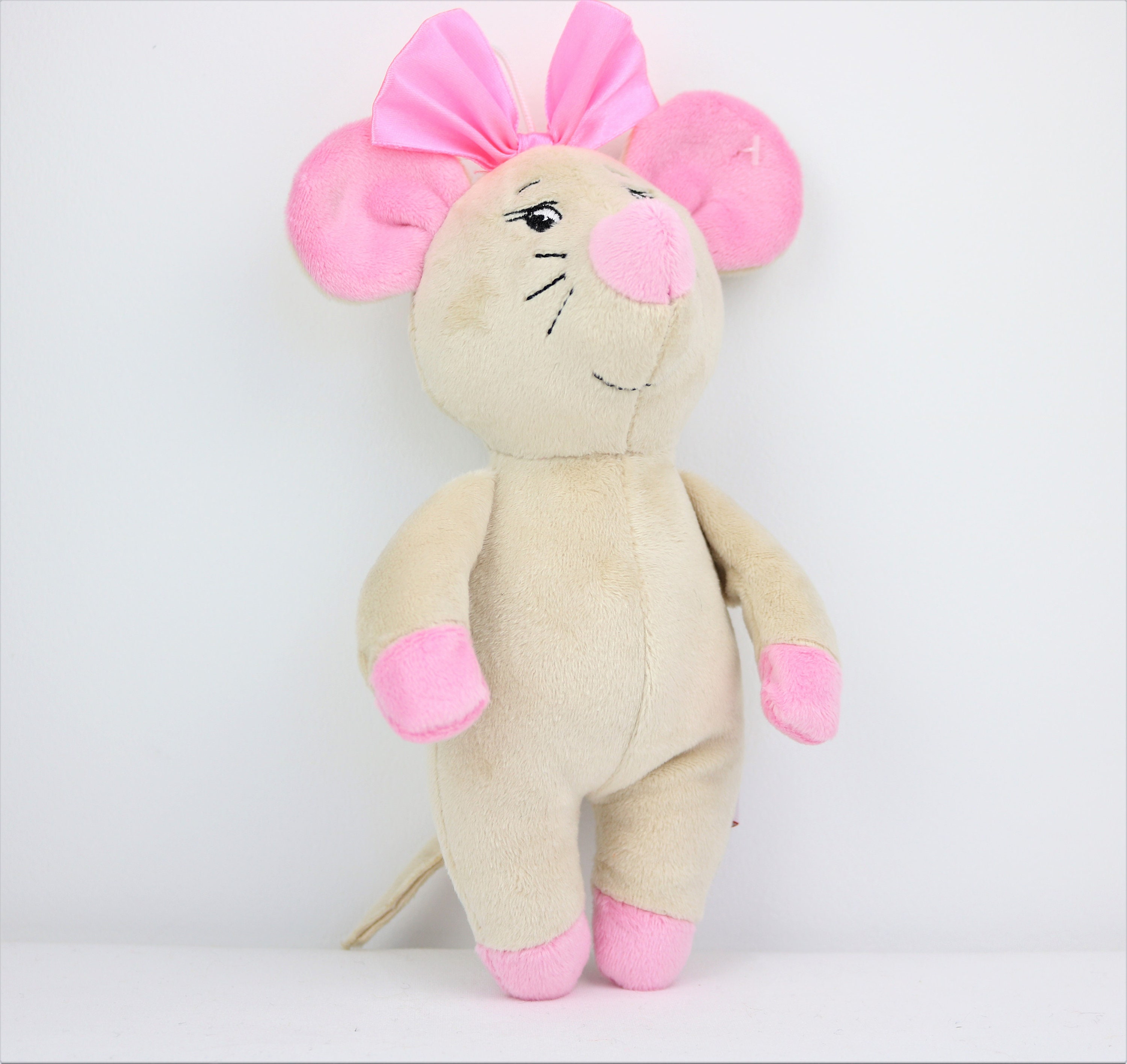 Mouse Soft Toy Mouse Plush Stuffed Animal Pink Bow Smiling Etsy UK