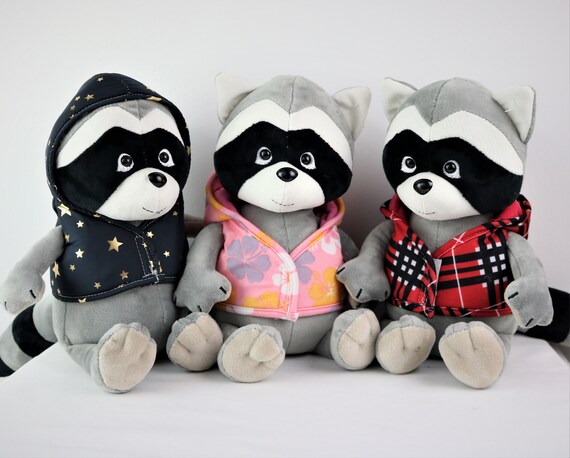 Raccoon Soft Toy Blue Removable Gilet Raccoon Plush Toy Stuffed Animal Soft Toys Star Gilet Soft Dolls Animal Toy Stuffies Plushes 36 cm