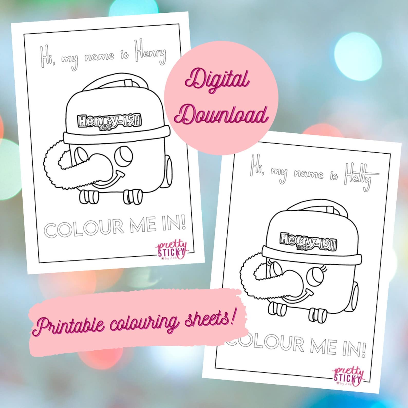 Henry / Hetty Hoover Printable Colouring Sheet Hetty Hoover Henry