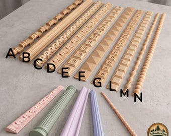 Carved Wood Trim Molding, Decorative Wooden Applique Strip for Furniture, Wall Decor
