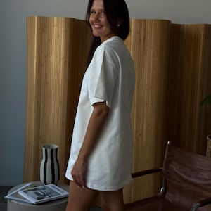Casual womens tee, white women tee, white basic tee, trendy womens tee, oversized tee, white yoga wear, spiritual t shirt, mantra yoga tee