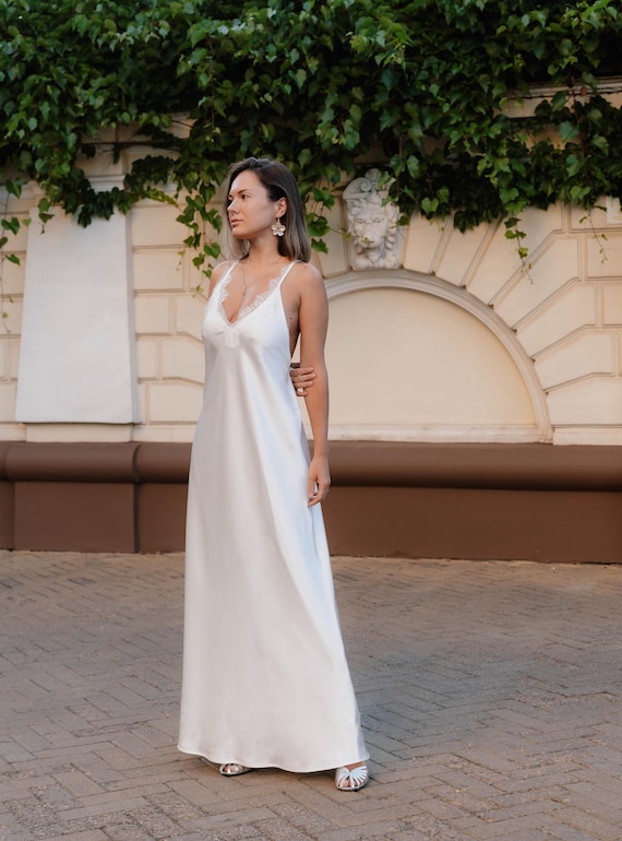 sachin and babi light blue dress Elegant Alluring Cowl Neck Silk Slip Dress main image 1