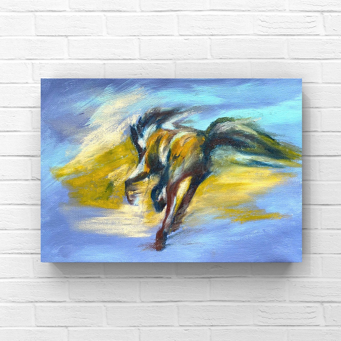 Horse Original Painting Acrylic 8 X 12 Canvas Modern Etsy