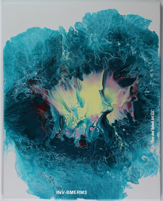  16x20 Acrylic painting on canvas, fluid art, abstract :  Handmade Products