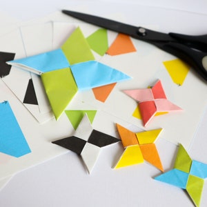 Japanische druckbare Papier Handwerk; Indoor-Aktivität für Kinder; Ninja Star Origami Kit mit Tutorial-Video; Tintensparendes Design; Standardfarben
