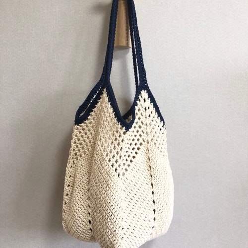 Cotton Crochet Tote Bag Hand-made Woven Bag Shoulder Bag - Etsy