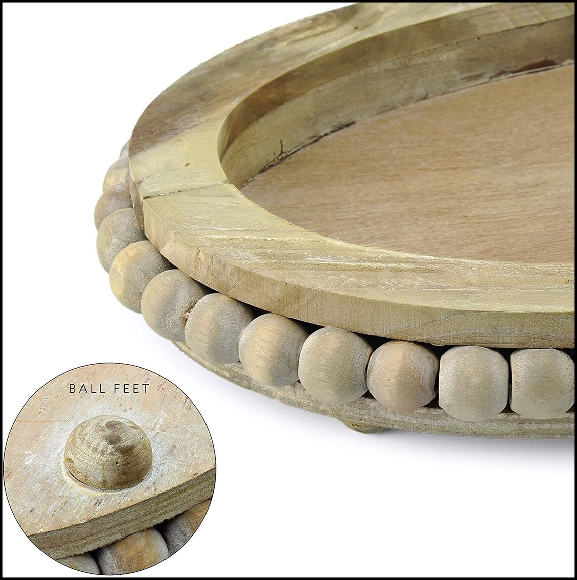 Home Decor Wood Beaded Tray Decorative Farmhouse Style Etsy