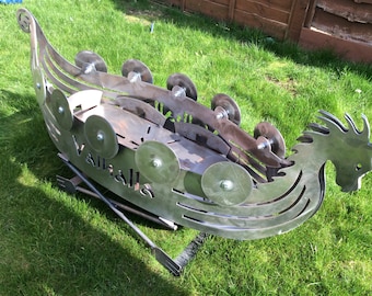 Fire pit. Garden furniture. Patio firepit. Bbq. Garden fire pit. Viking ship