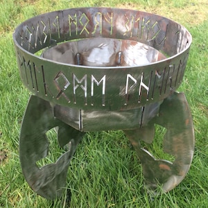 Fire pit. Firepit. Log burner. Garden firepit. Patio firepit. Viking runes. Garden furniture. Patio furniture. Outdoor living. Bbq.