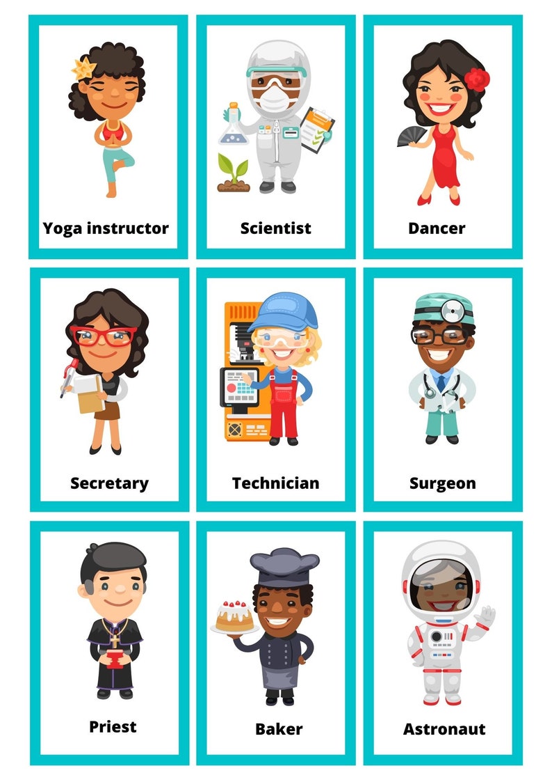 45 Printable Jobs Flashcards/PROFESSIONS Jobs Montessori Etsy