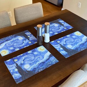 4 PCs Set | Van Gogh Placemats | Monet | Vinyl Placemats | Heat-Resistant & Washable | Table Décor | Gift Set | Dine with the Masters