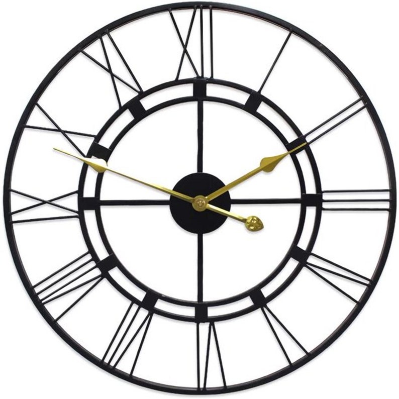 24 Inch Black Metal Large Wall Clock European Retro Clock Etsy