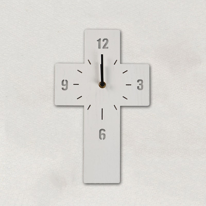 Cherish the Time - Wood Cross Clock | Engraved Numbers | Oak, Walnut ...