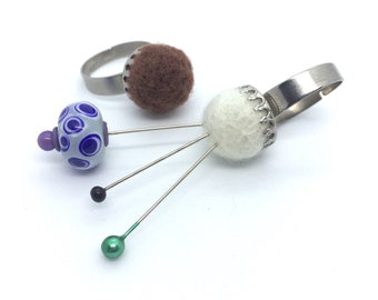 Felted Ball Finger Pincushion (18 colours)