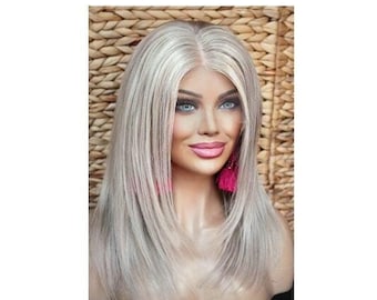 WIG ME UP Damenperücke Kurz – Schulterlanger Bob, Hellblond (613C), Mit Pony, Hitzebeständig