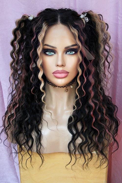 WIG ME UP Perücke 9320-2 – Schwarz, Sehr Lang & Mit Scheitel, Ca. 60 Cm