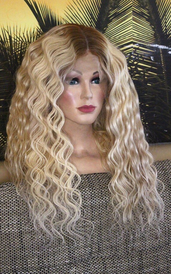 WIG ME UP Karnevalsperücke Sehr Lange Locken Hellblond – Mit Mittelscheitel, Fee- & Prinzessinnen-Look