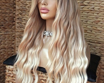 Vitorish Langwellen-Perücke 71 Cm – Braunblond Ombré Mit Natürlichem Lockenlook Aus Kunsthaar