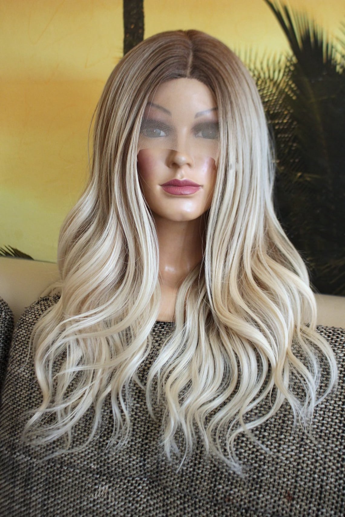 Wig Lace Wig Balayage Ombre Wavy Wavy Long Long Hair Wig Blond Etsy UK